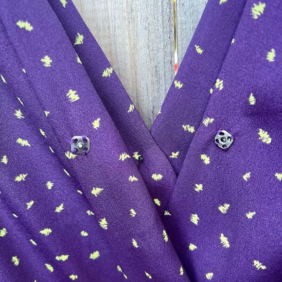 FINAL PRICE: BCBG Long Sleeve Purple Dress with Lime Green Zigzag Pattern - Picture 2 of 8